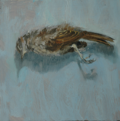 <p>Nummer &eacute;&eacute;n uit de serie 'Beestjes van Greta'</p>
<p>Olie op paneel 45 x 45 cm</p>